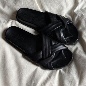 Anthropologie Silent D Helena Slide Leather Sandals 41 10